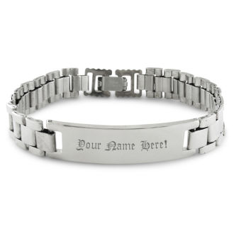 PERSONALIZED ENGRAVING 8.5 Inch Men's Stainless Steel ID Bracelet
